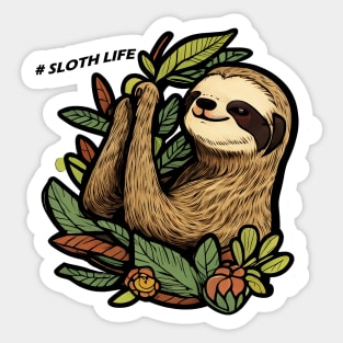 Sloth life image of sloth on a tree Sticker